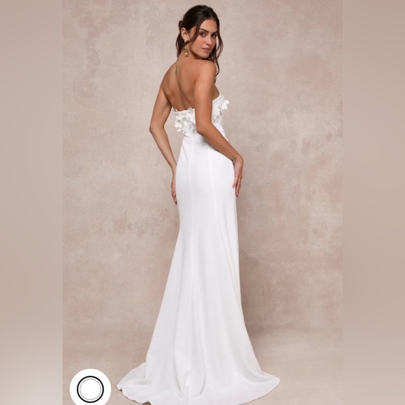 Lulus Love Garden Ivory 3D Floral Embroidered Strapless Maci Dress, SIZE MEDIUM - Picture 3 of 7